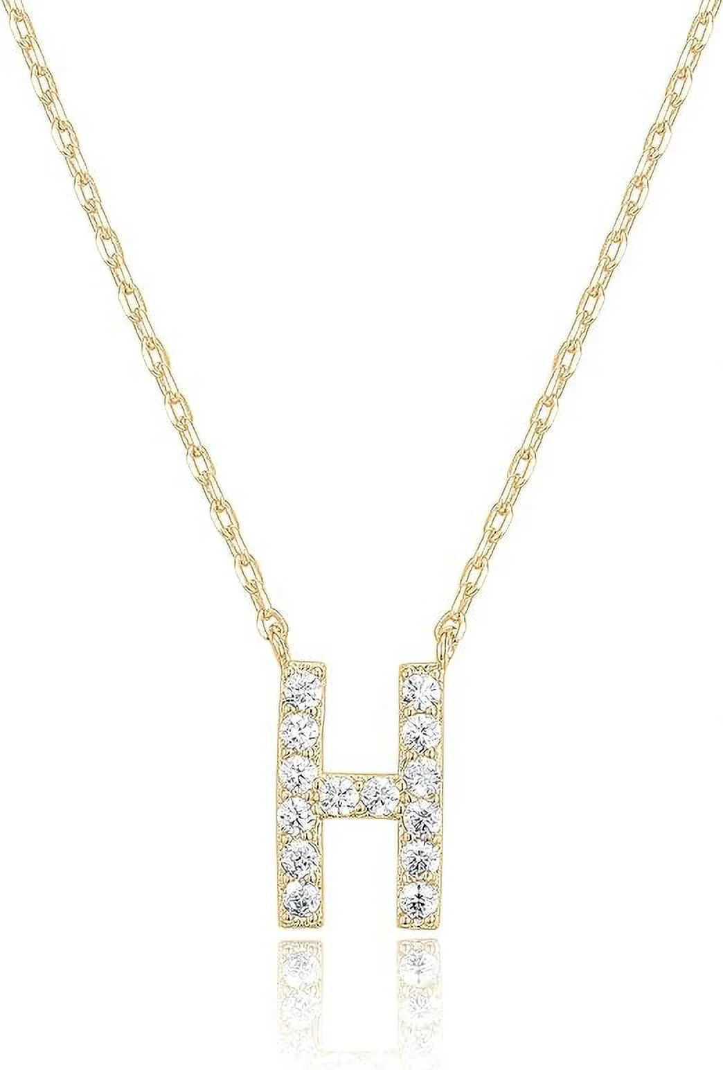 PAVOI 14K Yellow Gold Plated Cubic Zirconia Initial Necklace | Letter Necklaces for Women | H Ini... | Walmart (US)