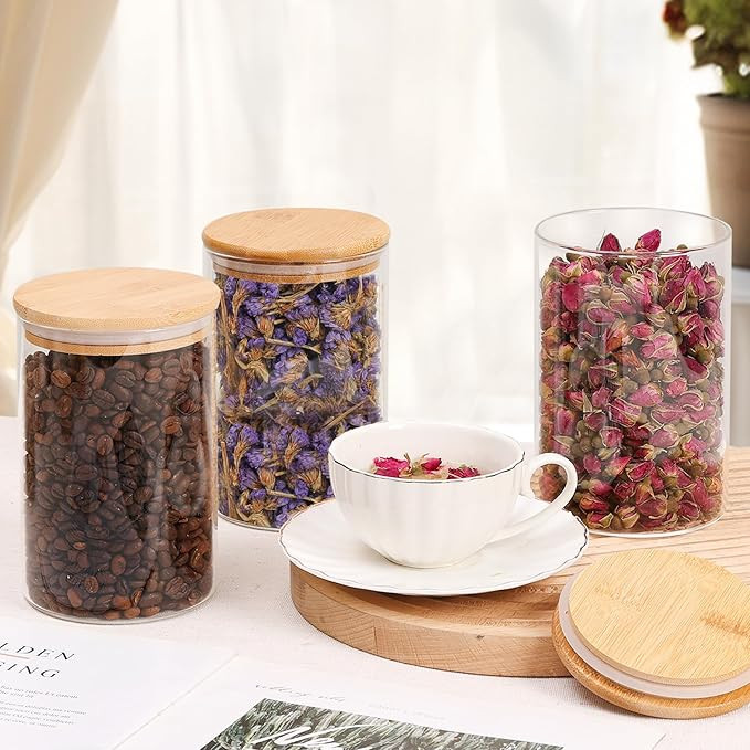 ComSaf 32oz Glass Storage Containers with Lids, Glass Jars with Bamboo Lids, Clear Food Storage J... | Amazon (US)