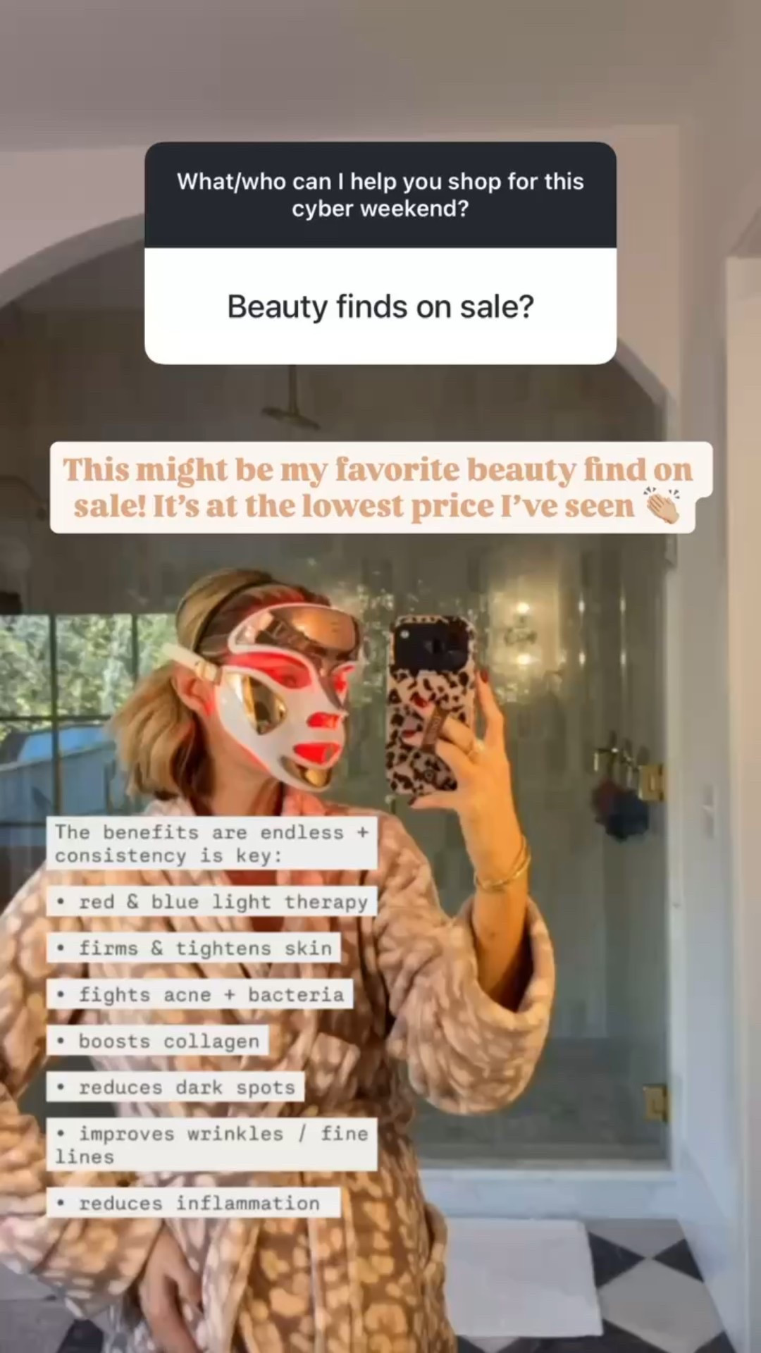 Still cannot believe my red light therapy mask is on sale! This is such a good Black Friday find! It has so many benefits like I put above! 

Loverly Grey, red light mask, self care, health, wellness, red light therapy, beauty sale, Sephora, Black Friday, cyber week 

#LTKBeauty #LTKCyberWeek #LTKSaleAlert