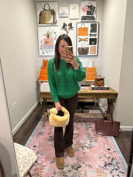 Red dress boutique is having a site wide 30% off sale! Love this green sweater top for the holidays! Wearing a xs. This bag is the perfect lookalike for the shearling fur bottega Veneta mini Jodie! My lululemon groove flares are also so comfy





#LTKHoliday #LTKCyberweek #LTKSeasonal