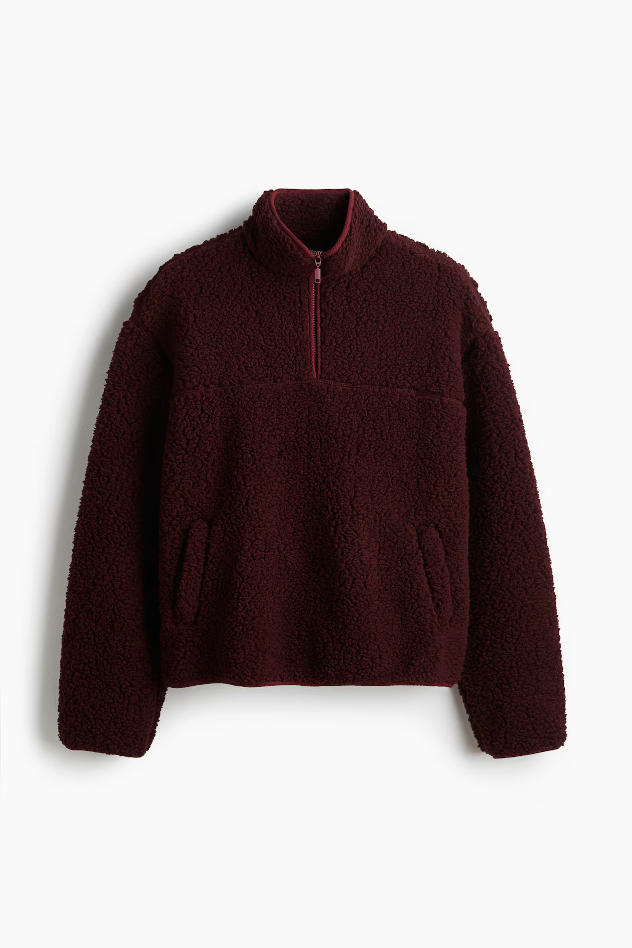 Zip-top teddy sweatshirt - Burgundy - Ladies | H&M GB | H&M (UK, MY, IN, SG, PH, TW, HK)