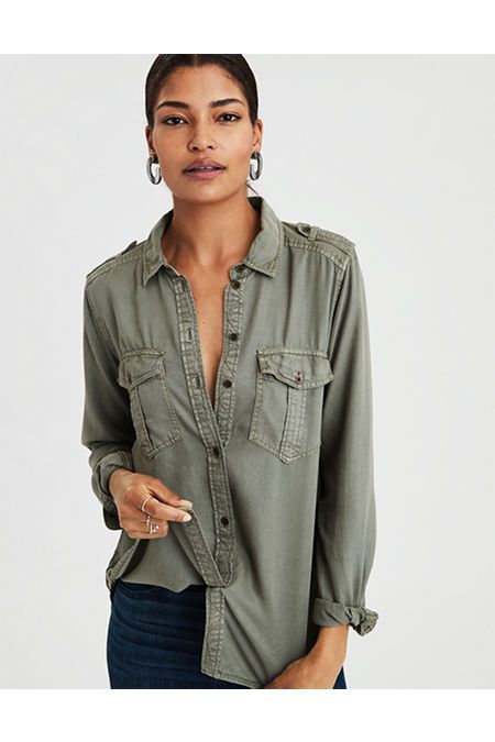 AE Military Button Up Shirt | American Eagle Outfitters (US & CA)