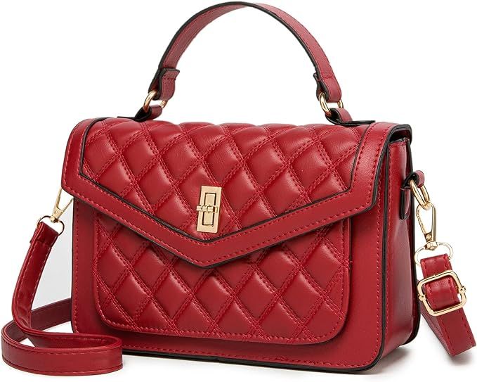 Crossbody Bags for Women Pu Leather Shoulder Bag Womens Quilted Satchel with Handle Ladies Purse ... | Amazon (US)