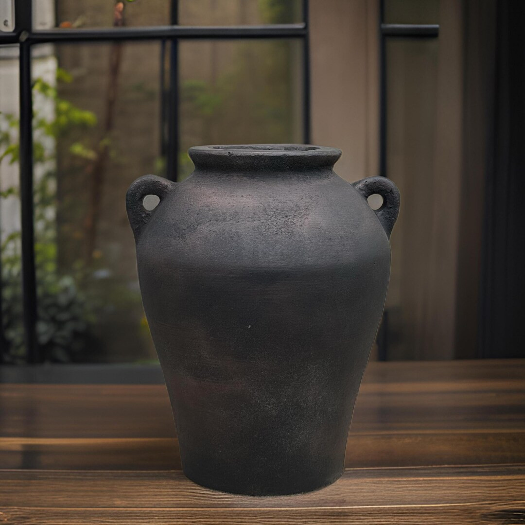 8x10 Inches - Concrete Handmade Vase With Handles, Beautiful Finishing in Vintage Black Bronze - ... | Etsy (US)