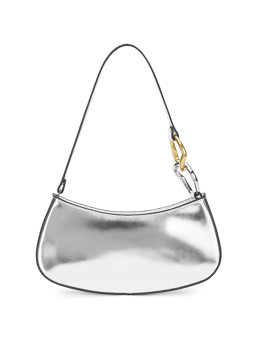 Women's Mini Ollie Metallic Leather Shoulder Bag - Chrome | Saks Fifth Avenue