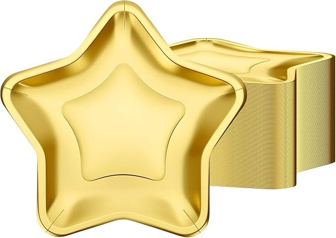 36PCS Star Plates, 9.45" Star Shaped Gold Paper Plates Disposable Dinner Dessert Plates for Gradu... | Amazon (US)