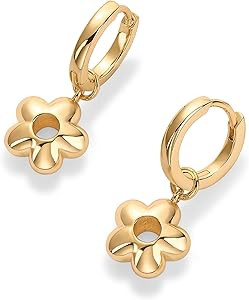 PAVOI 14K Gold Plated 925 Sterling Silver Posts Charm Huggie Earrings for Women | Lightweight Lov... | Amazon (US)