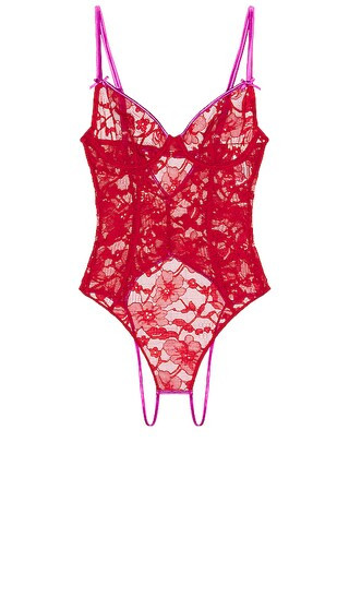Magnolia Lace Ouvert Bodysuit in Rouge | Revolve Clothing (Global)