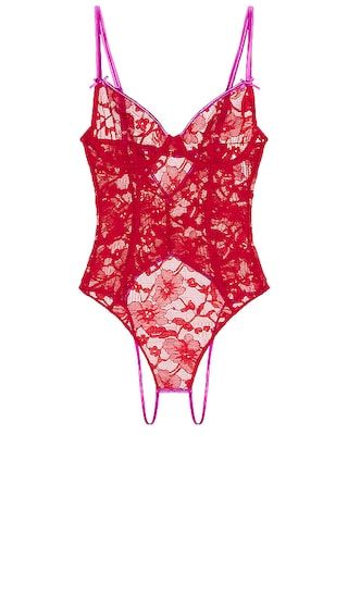 Magnolia Lace Ouvert Bodysuit in Rouge | Revolve Clothing (Global)
