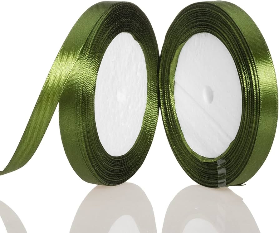 ATRBB 3/8 Inch Olive Green Satin Ribbon, 50 Yards Solid Fabric Ribbon for Gift Wrapping, Bouquets... | Amazon (US)