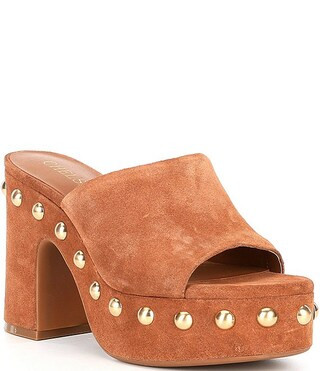 Chelsea & Violet Alliah Suede Studded Platform Sandals | Dillard's | Dillard's