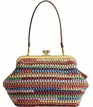 COACH Kisslock 27 Multi Stripe Straw Frame Bag - Multi | Dillard's
