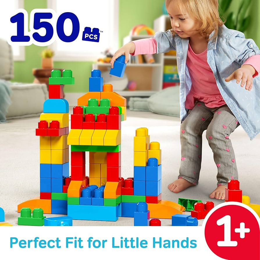 MEGA BLOKS First Builders Toddler Blocks Toys Set, Deluxe Building Bag with 150 Pieces and Storag... | Amazon (US)