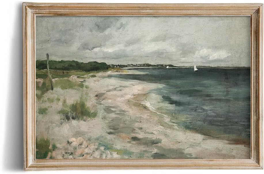 Rustic Farmhouse Wall Art Decor - Unframed Rolled 24x36 Large Sea Muted Canvas - Boho Landscape P... | Amazon (US)
