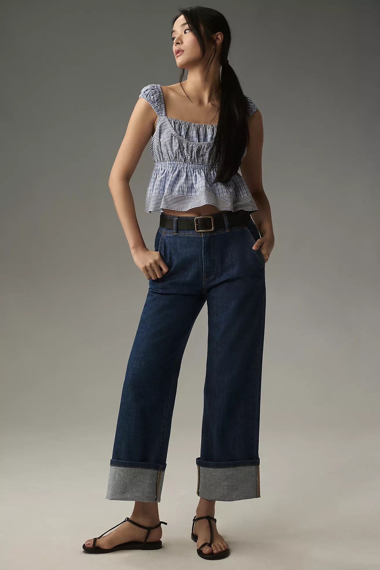 The Maisy Relaxed Cuff Mid-Rise Straight-Leg Jeans by Pilcro | Anthropologie (US)