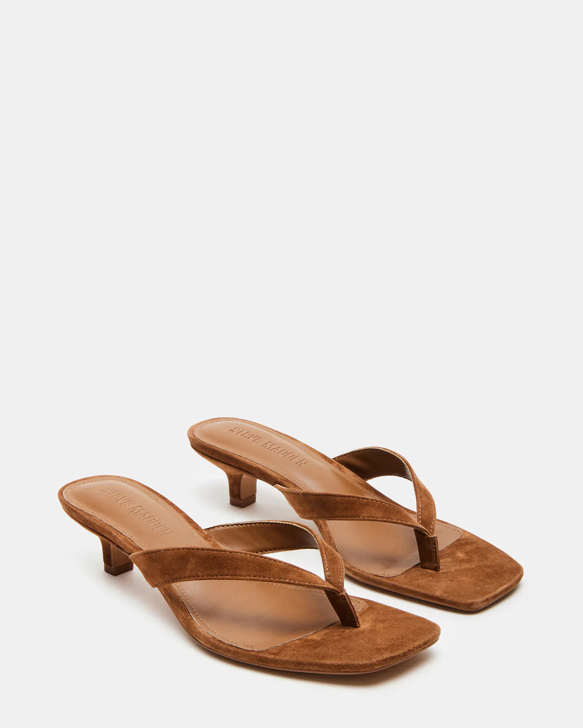 TRACIE Chestnut Suede Thong Strap Women's Kitten Heel | Steve Madden (US)