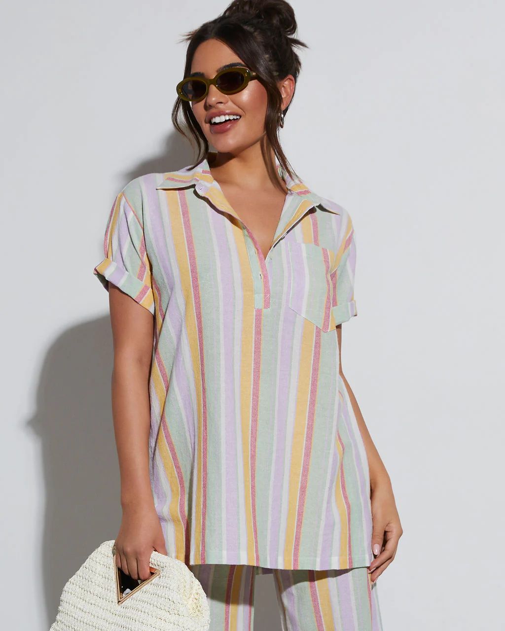 Cali Striped Short Sleeve Top | VICI Collection