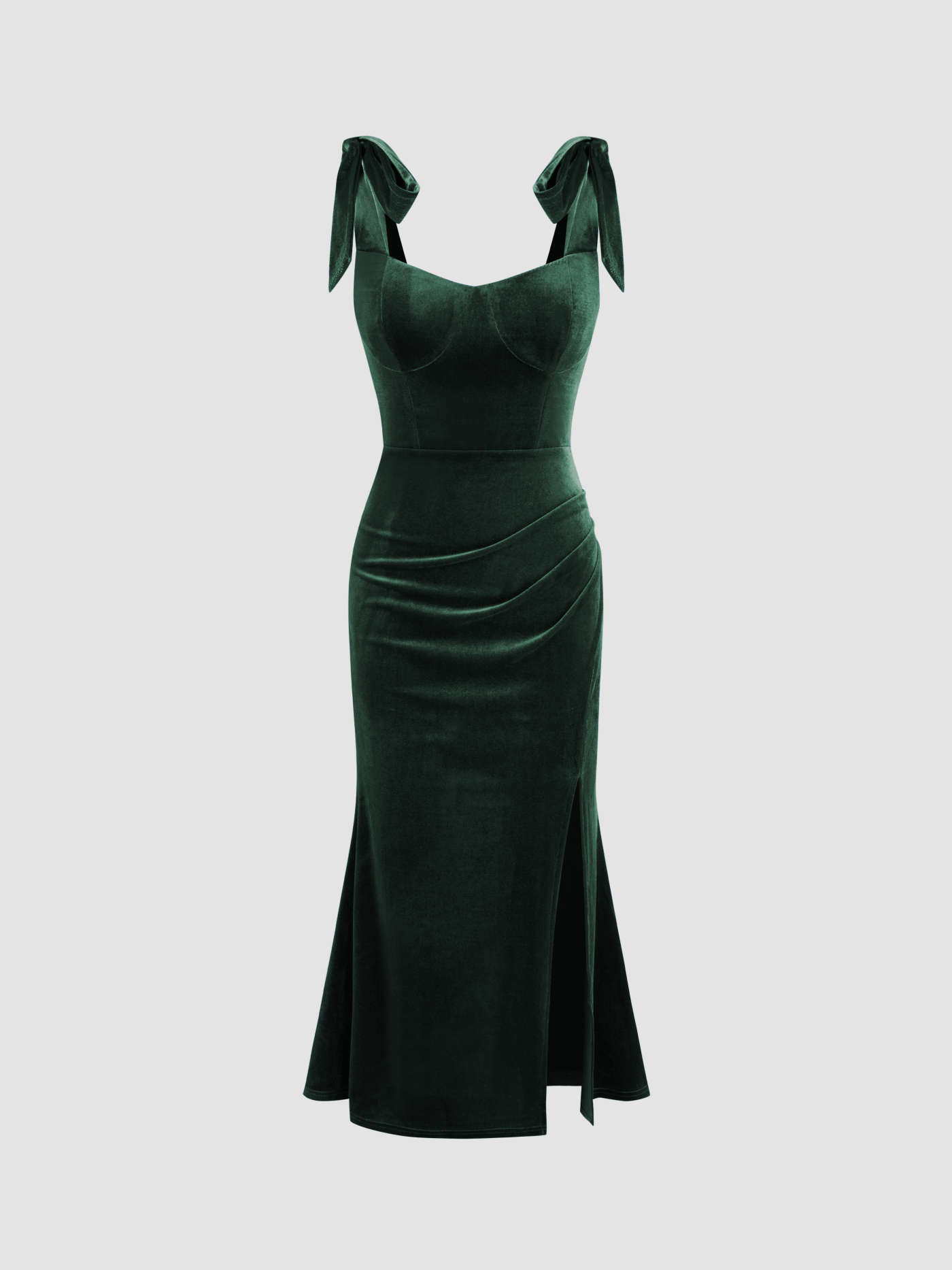 Velvet Velvet Sweetheart Neckline Split Ruched Knotted Maxi Dress For Date Party/Clubbing | Cider