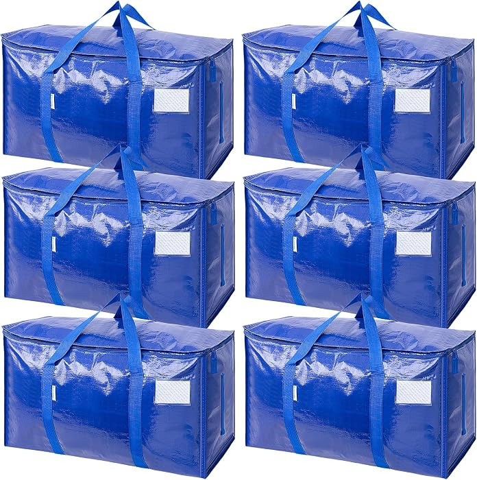 TICONN 6 Pack Extra Large Moving Bags with Zippers & Carrying Handles, Heavy-Duty Storage Tote Mo... | Amazon (US)