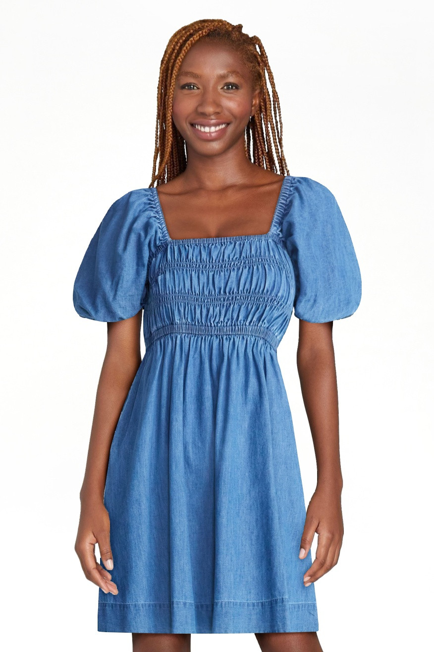 Free Assembly Women's and Women's Plus Puff Sleeve Peasant Mini Dress, Sizes XS to 4X | Walmart (US)