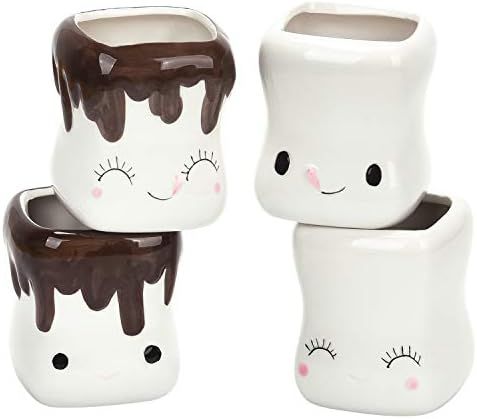 Amazon.com: Marshmallow Mugs Set of 4 Cute Mugs Marshmallow Cups for Kids Hot Chocolate Cocoa Mug... | Amazon (US)