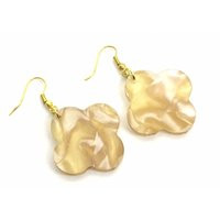 Champagne Clover Marble Earrings, Tan Drop Acrylic Filigree Resin Lucite Acetate Boho Cream Jewelry  | Etsy (US)