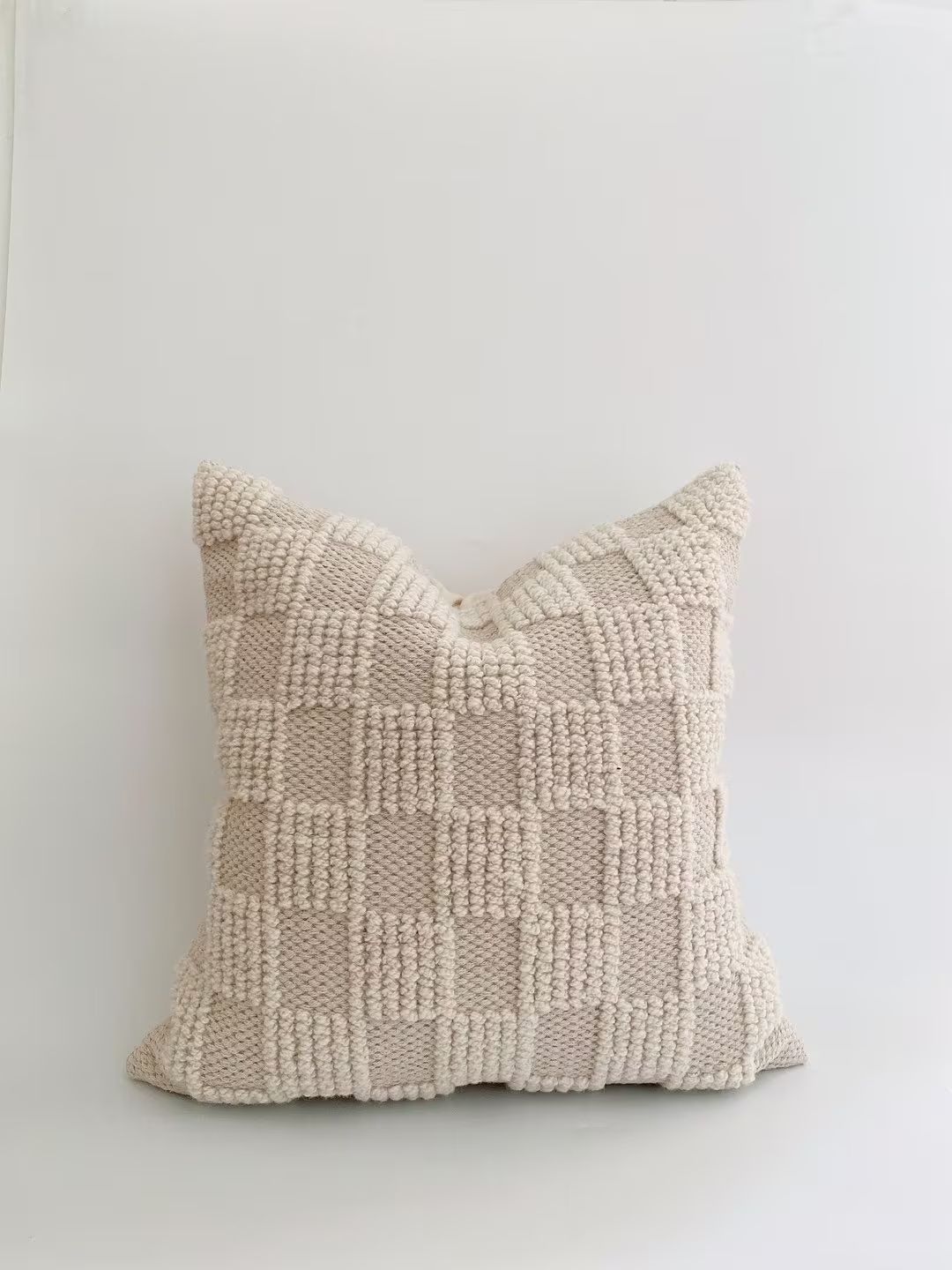 The ROMEO 22"  Wool Pillow Cover | Checkerboard pillow | Checker pillow | Neutral Pillow | Etsy (CAD)