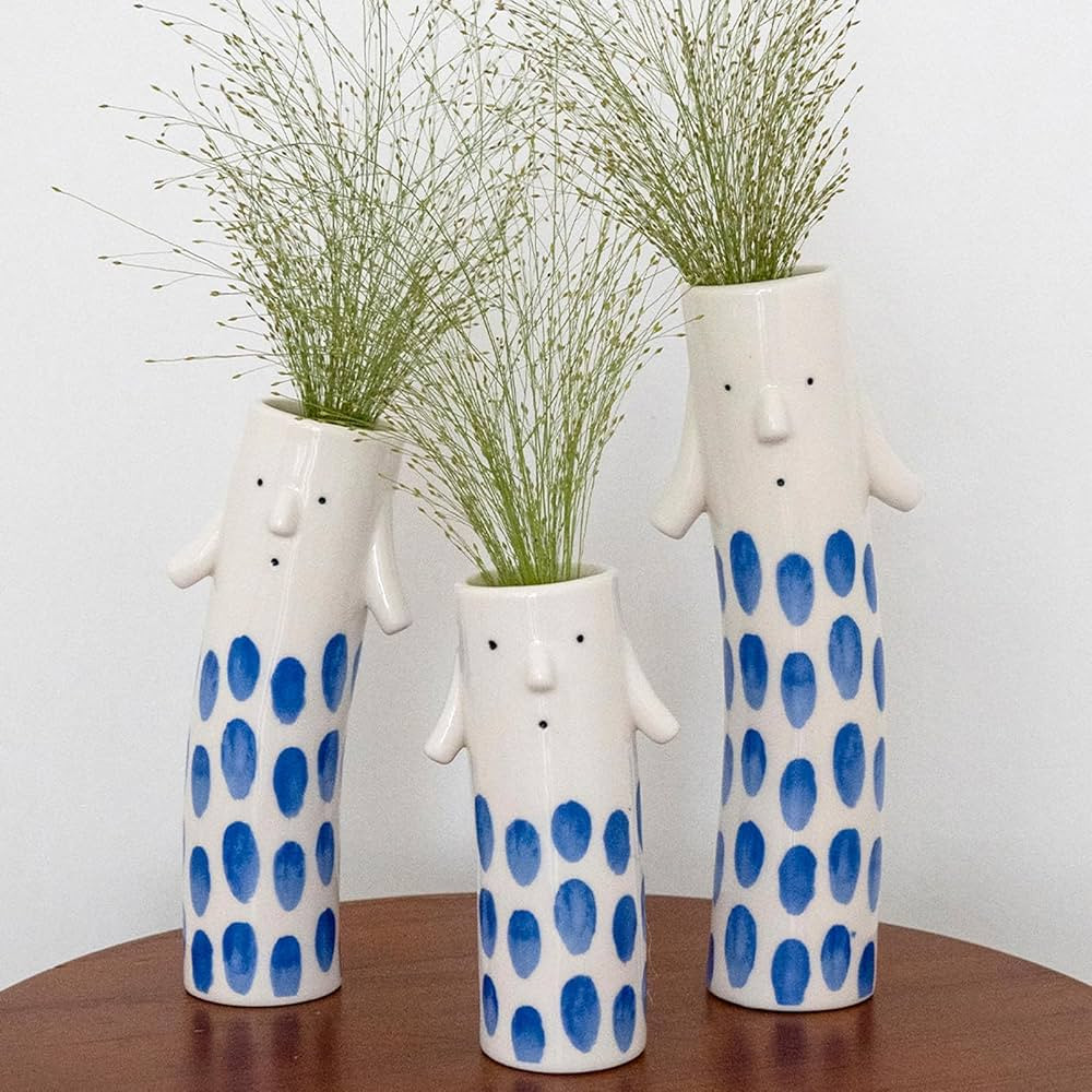 Cute Family Face Vases Set of 3 - Unique Ceramic Bud Vases for Small Flower - Fun Modern Aestheti... | Amazon (US)