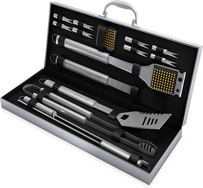 16-Piece BBQ Grill Accessories Set - Barbecue Tool Kit with Aluminum Case for Home Grilling - Gre... | Amazon (US)
