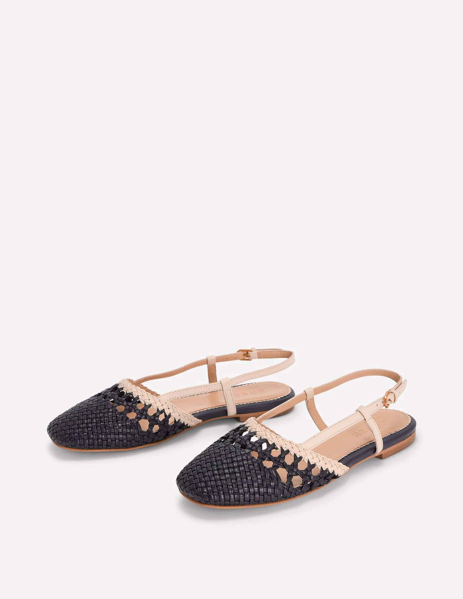 Woven Slingback Flats-Navy/Ivory | Boden (US)
