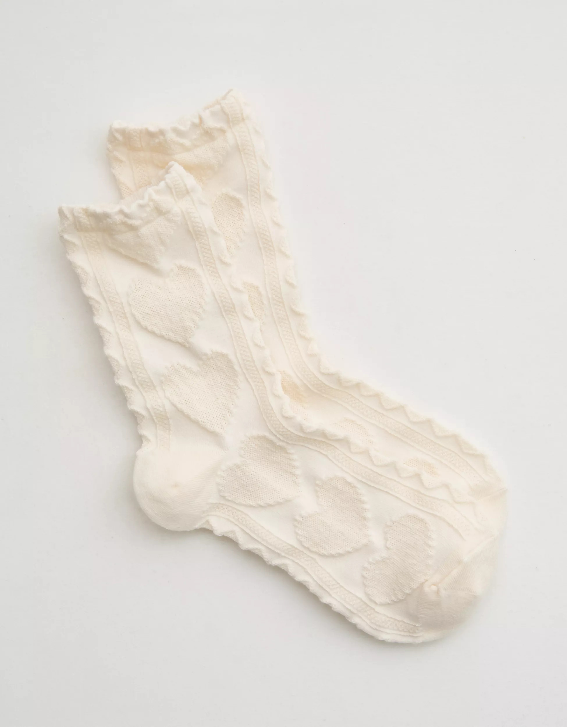 Aerie Heart Pointelle Crew Socks | Aerie
