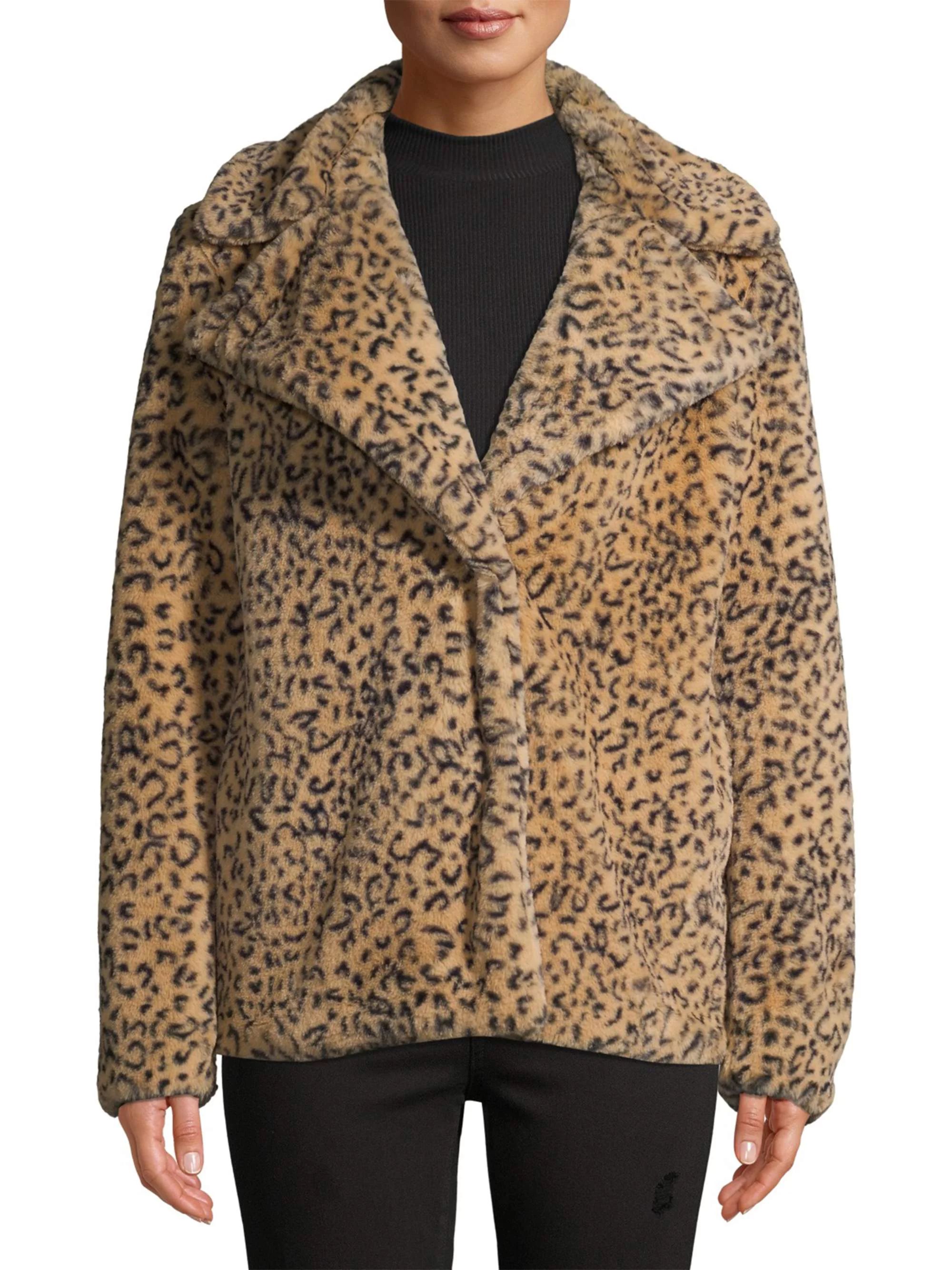 Kendall + Kylie Women’s Faux Fur Animal Print Jacket | Walmart (US)