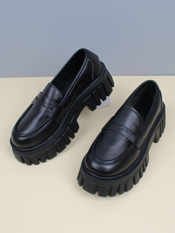 Minimalist Slip-On Flatform Loafers | SHEIN