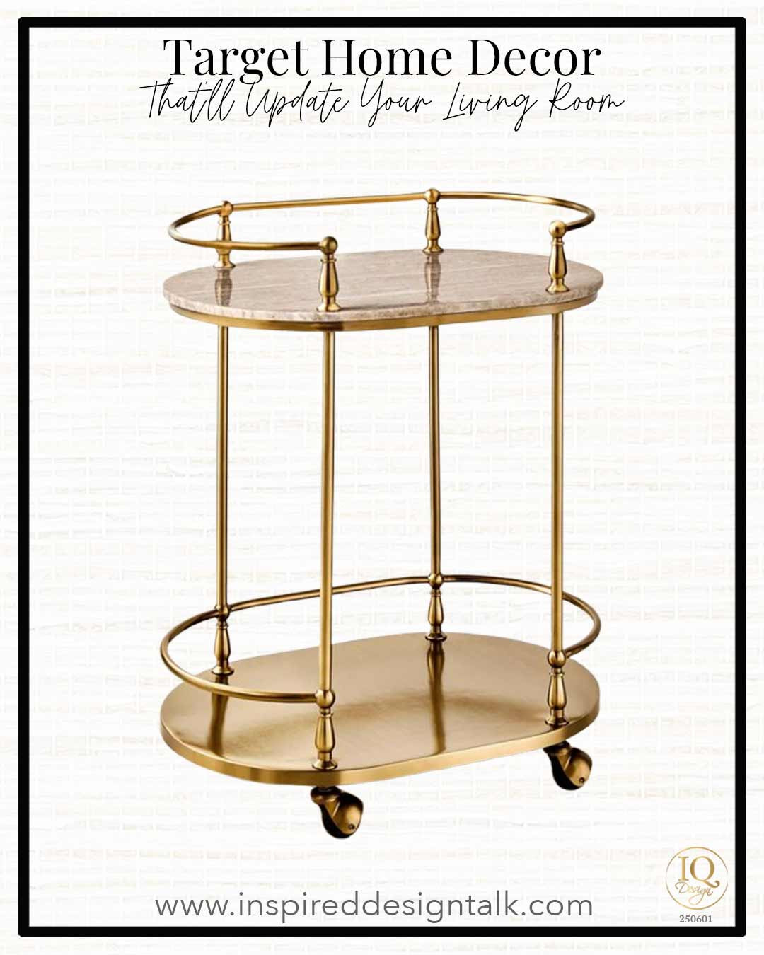 NEW Target Home Decor. Gold metal and marble bar cart to instantly elevate the look of your living room, family room, she cave, den, library room, home office, bedroom, and more!
Metal and Marble Bar Serving Cart 

 #LTKOver40 #LTKHome #LTKStyleTip