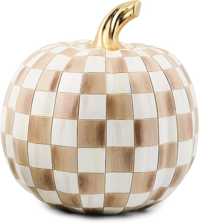 MACKENZIE-CHILDS Resin Pumpkin, Medium, Brown-and-White Mocha Check | Amazon (US)