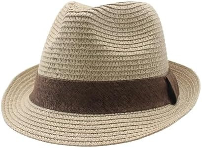 Straw Fedora Hat for Women Men Short Brim Panama Hats Derby Trilby Hats Breathable Packable Summe... | Amazon (US)