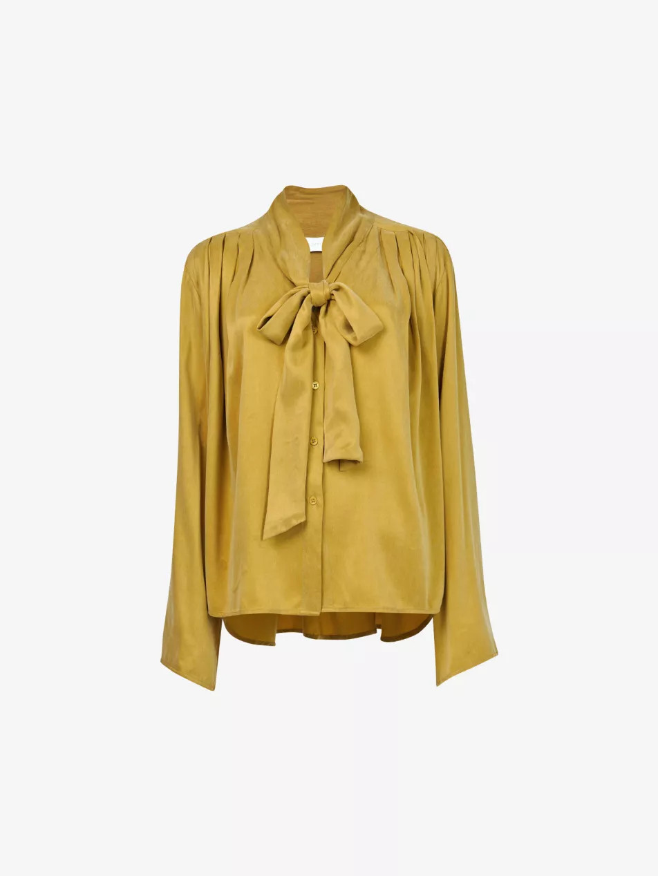 Tie-neck relaxed-fit woven blouse | Selfridges