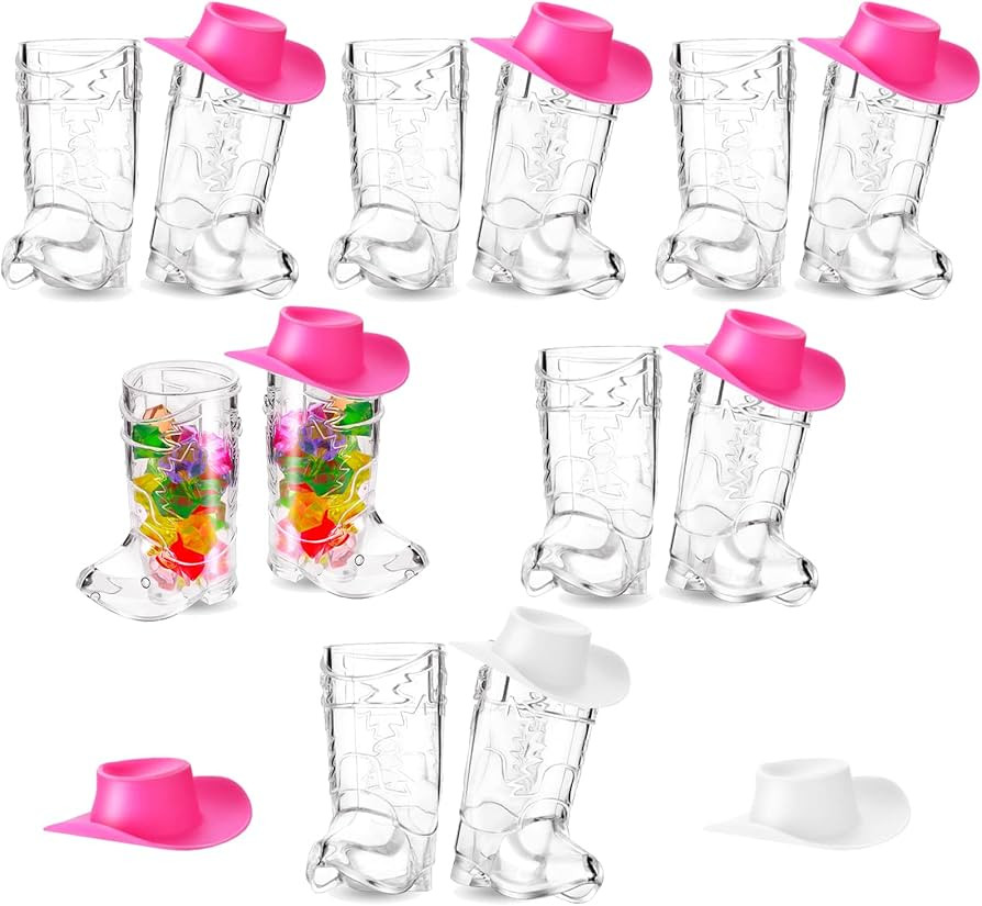 33 Pcs Plastic Mini Western Cowboy Cowgirl Hat and Plastic Boot Glasses Set Mini Cute Hat for Cup... | Amazon (US)