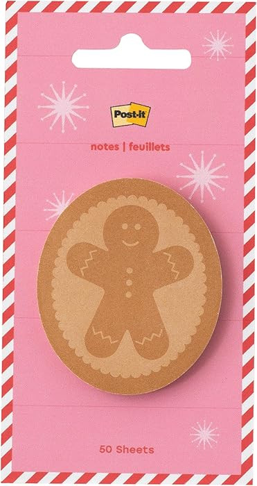 Post-it Jingle Sticky Notes, Gingerbread Man Design, 2 in. x 2.4 in., 1 Gingerbread-Shaped Christ... | Amazon (US)
