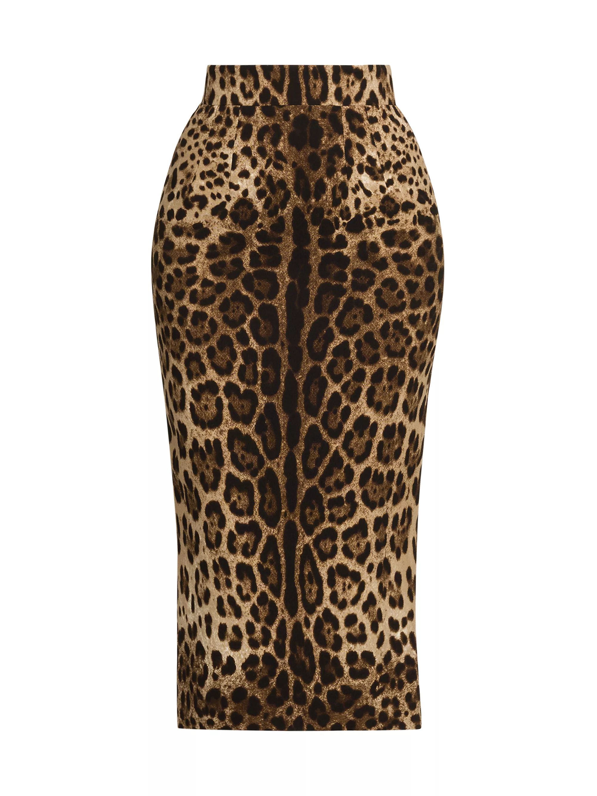 Leopard-Print Wool Midi-Skirt | Saks Fifth Avenue
