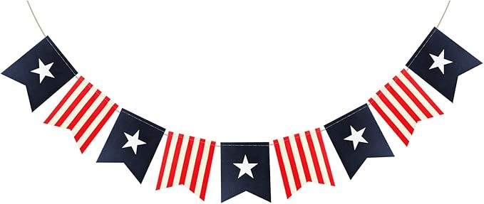 6ft Patriotic Burlap Banner DecorSea July 4 th Decor Burlap Banner USA Bunting American Flag Bann... | Amazon (US)
