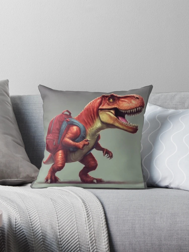 Red Dinosaur with a red backpack  Pillow | Redbubble (US)