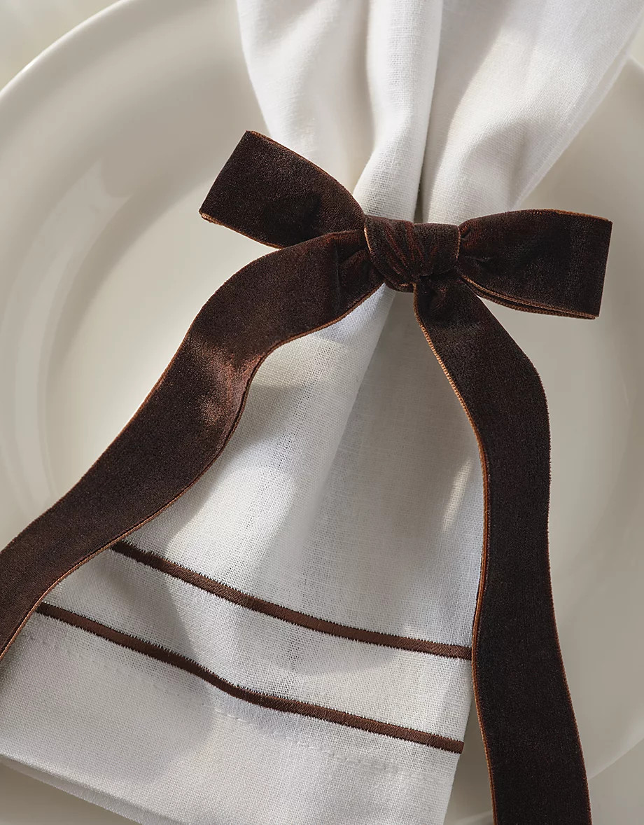 Chocolate Velvet Napkin Bows \u2013 Set of 6 | New In Home | The  White ... | The White Company UK & ROW