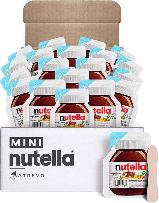 Nutella Mini Cups – 20 Single Serve Snack Packs (0.52 oz Each) + 20 Wooden Spoons - Holiday Cho... | Amazon (US)