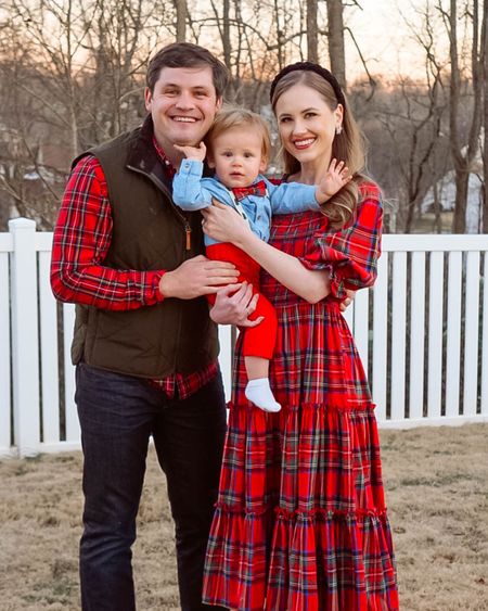 Matching family Christmas outfits. Red plaid dress, shirt and baby bow tie. Target finds. 

#LTKfamily #LTKbaby #LTKHoliday