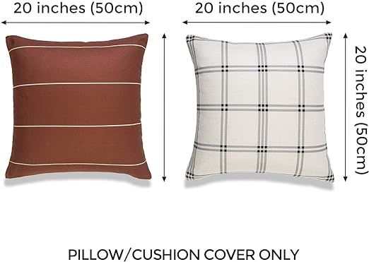 Hofdeco Modern Boho Decorative Throw Pillow Cover ONLY, for Couch, Sofa, Bed, Rust Stripes Plaid,... | Amazon (US)