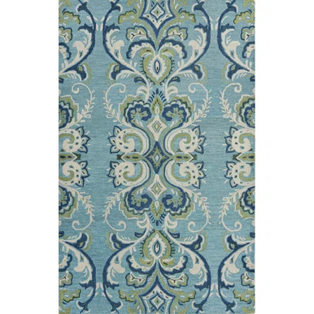 CompanyC Adelaide Hand Hooked Aqua/Green/Ivory Wool Rug | Wayfair | Wayfair North America