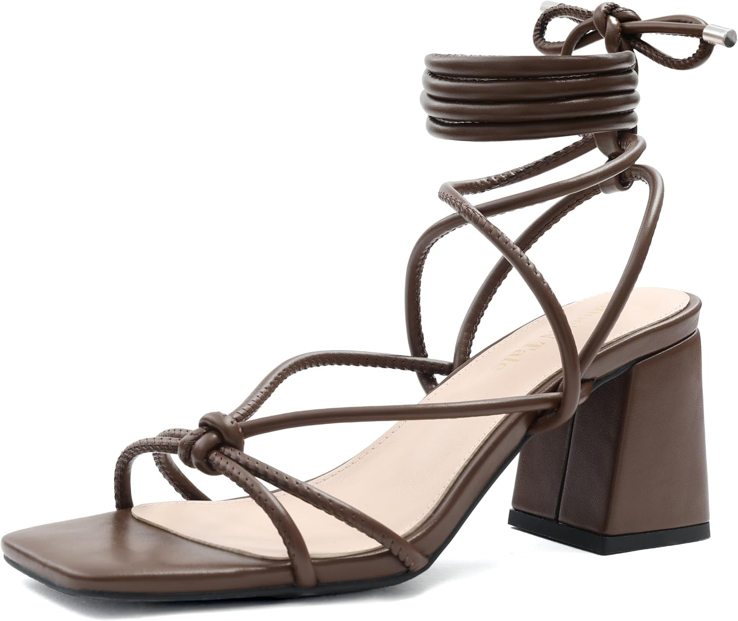 Shoe'N Tale Lace Up Heels Women Square Toe Sandals | Amazon (US)