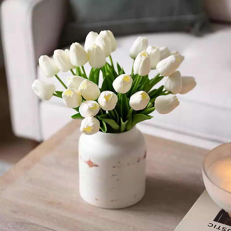 White Real Touch Tulip Bouquet | Kirkland's Home