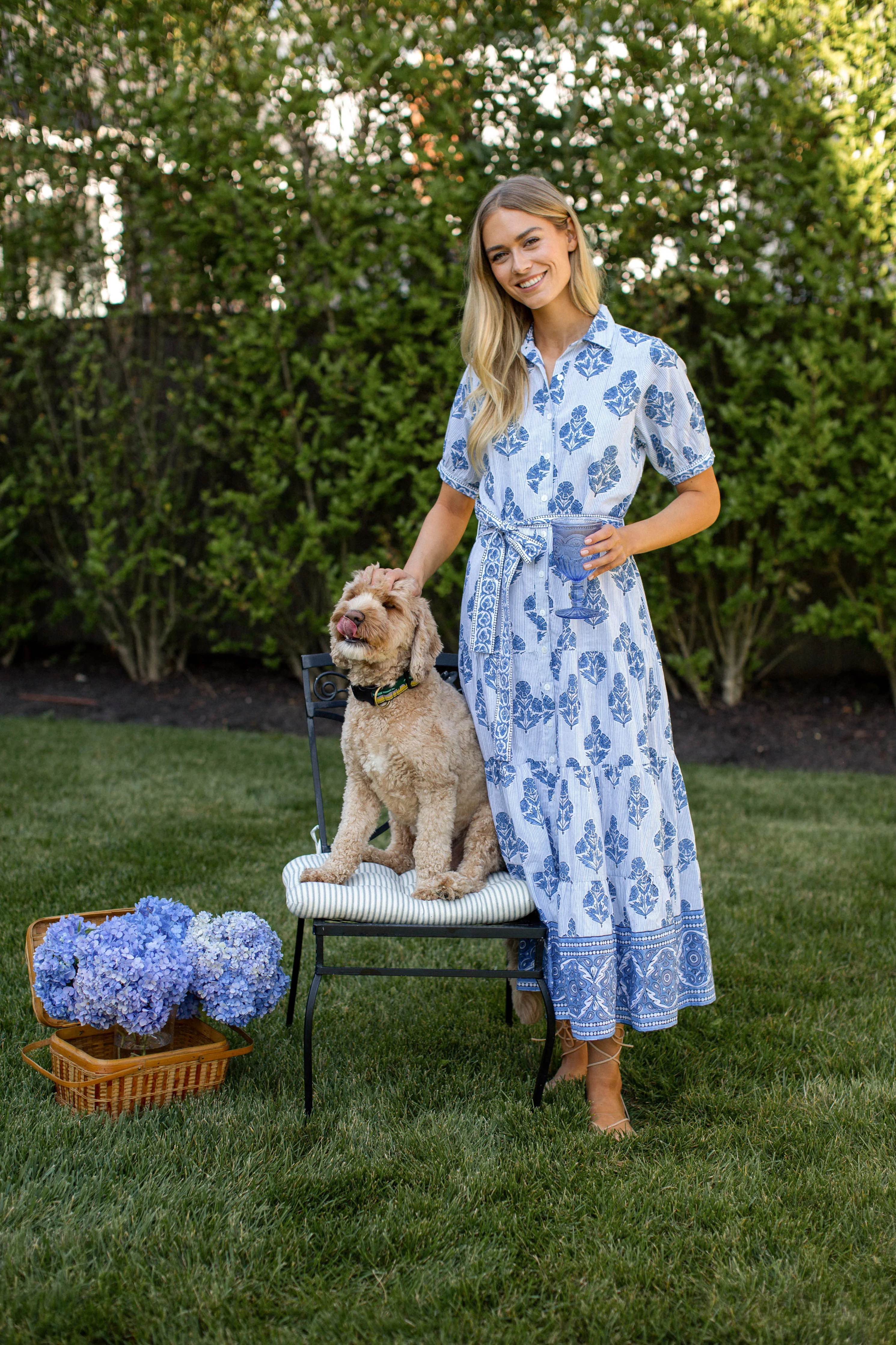 Short Sleeve Shirt Dress - Indigo Striped Hollyhock | Marea